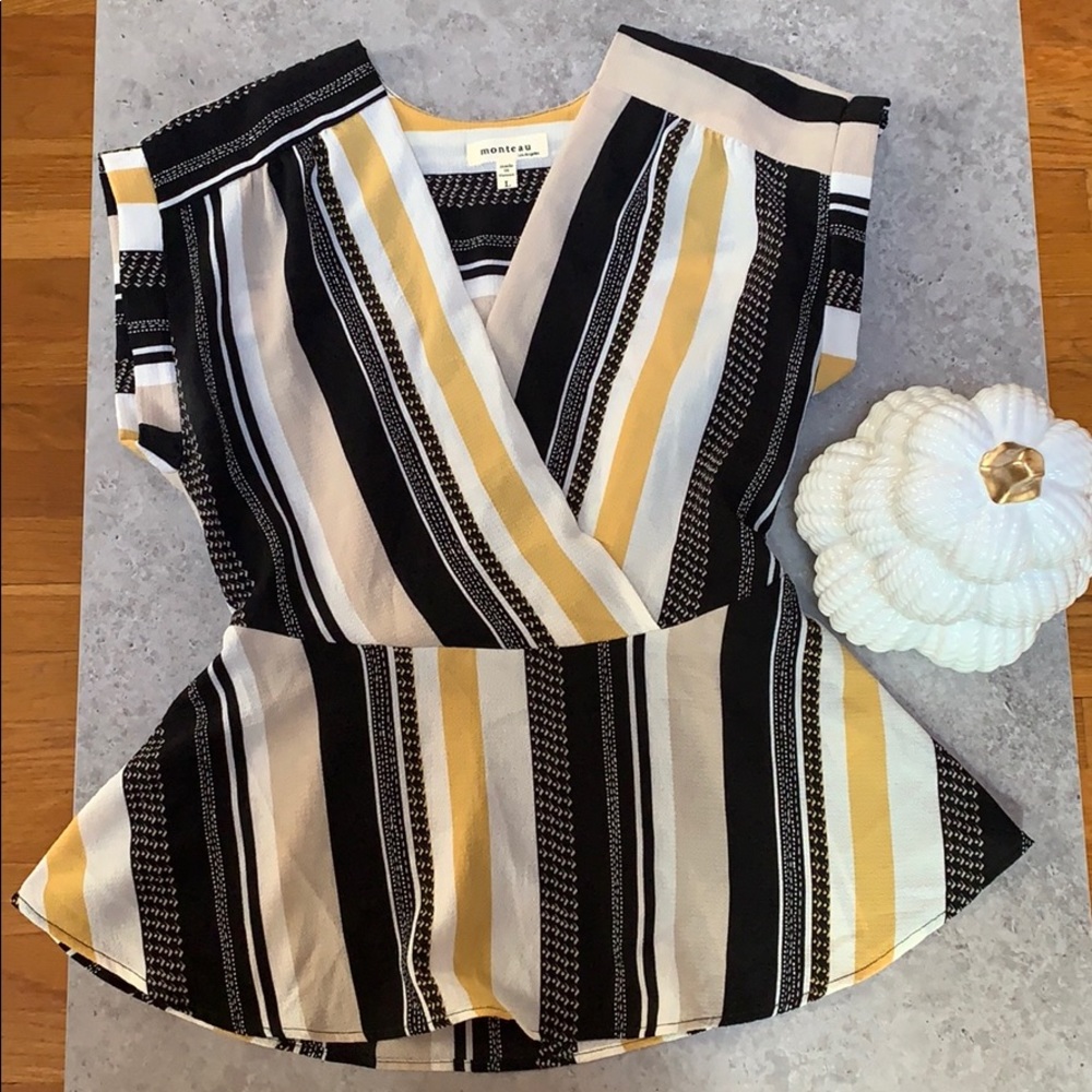 Stripped cinched waist top